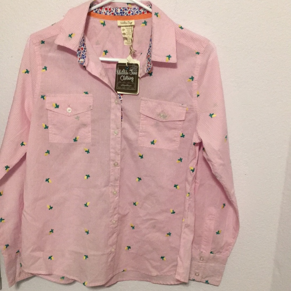 Matilda Jane NWT Fun at the farm L pink plaid